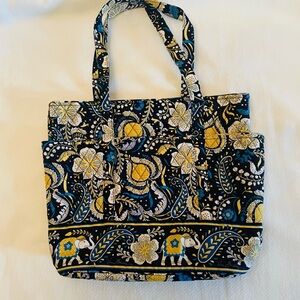 Vera Bradley Paisley Tote in Black, Yellow, and Blue